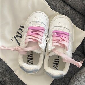 Zara NEW Kids White Pink Sneakers
